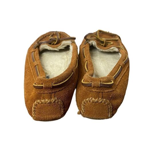 Minnetonka Moccasins Brown Leather Hard Sole Size 6 - Picture 4 of 5